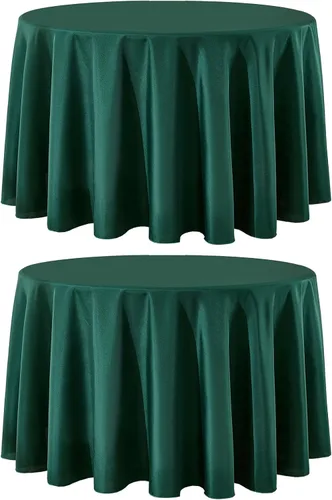 Miniatura 30 de Paquete de 2 manteles redondos de 90 pulgadas, manteles lavables de poliéster de lino decorativo para la mesa del comedor, banquetes, fiestas