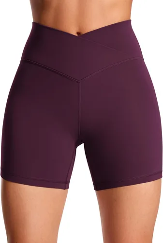 Miniatura 8 de CRZ YOGA Butterluxe - Pantalones cortos cruzados de 5 pulgadas, cintura alta, para entrenamiento, yoga, suave como la mantequilla para mujer
