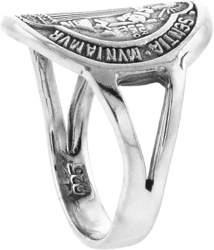 Miniatura 3 de Anillo de plata de ley de San Benito de 11.2in de ancho, tamaños 5-10