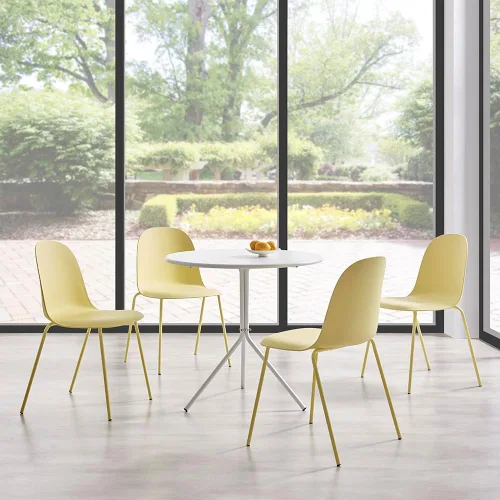 Miniatura 4 de Juego de 4 sillas de comedor negras, sillas de cocina apilables de plástico, silla clásica para interiores y exteriores con patas de metal