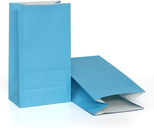 Miniatura 12 de 80 bolsas de regalo de fiesta, pequeñas bolsas de almuerzo de papel amarillo para bodas y fiestas de cumpleaños de niños, 5.1 x 3.1 x 9.4 pulgadas