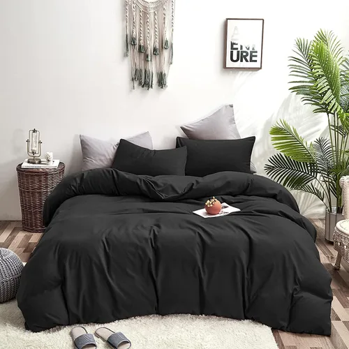 Miniatura 13 de Wellboo Juegos de edredón azul claro tamaño individual, ropa de cama sólida azul polvoriento, edredones de algodón para niños y niñas, colchas