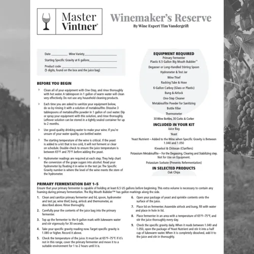 Miniatura 2 de Kit de recetas de vino Sauvignon Blanc de Master Vintner™ Reserva del enólogo™, hace 6 galones