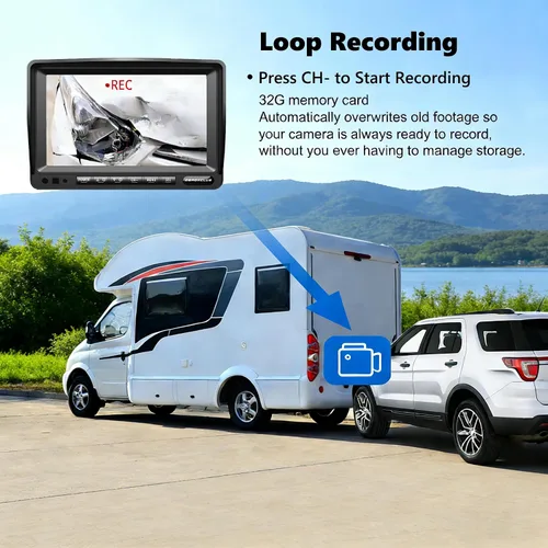 Miniatura 4 de ZEROXCLUB Kit de sistema de cámara de respaldo inalámbrica digital FHD de 1080P para RV/camión/remolque/furgoneta/autobús, visión nocturna, monitor