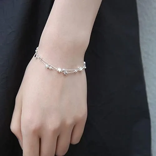 Miniatura 4 de Dofihy Pulseras de plata de ley S925 para mujer pulseras para mujer pulsera de cadena de muñeca con dije para mujer Plata Sin gemas
