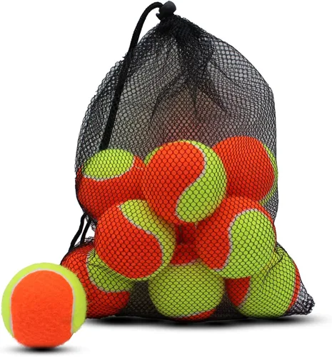 Miniatura 2 de Magicorange Pelotas de tenis, paquete de 12 pelotas de tenis de baja compresión para principiantes, jóvenes, niños, entrenamiento con bolsa de malla