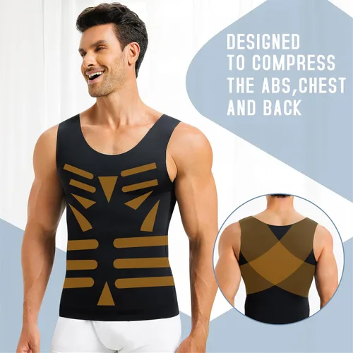 Miniatura 4 de TAILONG Camisas de compresión de ginecomastia para hombre, fajas moldeadoras para adelgazar el cuerpo, chaleco sin mangas, fajas para hombres