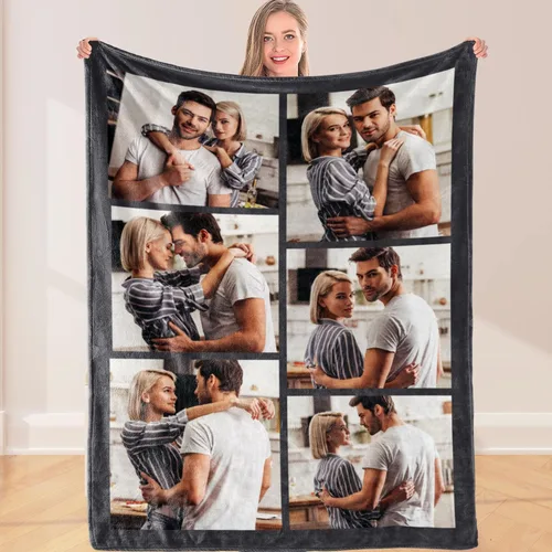 Miniatura 6 de Manta personalizada con texto fotográfico, regalo conmemorativo, collage de 10 fotos, mantas personalizadas hechas en Estados Unidos