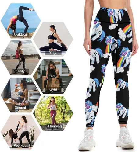 Miniatura 3 de Rainbow Vomiting Unicorn Workout Leggings for Women High Waisted Tummy Control Yoga Pants