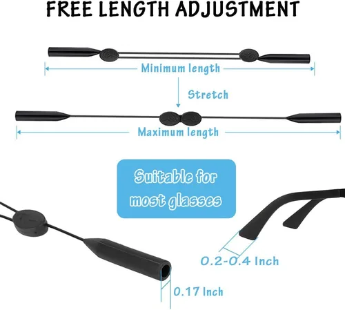 Miniatura 2 de Paquete de 4 correas ajustables para gafas, retenedor de lentes duradero e impermeable, soporte antideslizante para lentes de sol