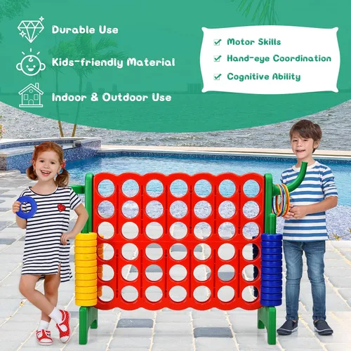 Miniatura 4 de GLACER Giant 4-in-A-Row, Jumbo 4-to-Score Giant Game Set, Outdoor Connect-All-4 Game Set w/Basketball Hoop, Ring Toss, Quick-Release Slider, 42 Verde