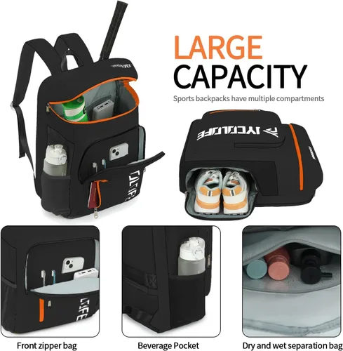Miniatura 3 de mochila de gimnasio con compartimento para zapatos, bolsa de lucha con 4 tipos de método de espalda, impermeable para deportes, caminata y portátil