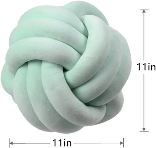 Miniatura 2 de Almohada redonda de nudo para decoración de habitación de niños, juguetes de peluche para aliviar el estrés (menta, 11 pulgadas/11.0 in)
