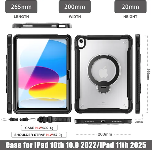 Miniatura 2 de Case for iPad A16 11th Generation 11-inch 2025 & iPad 10th Generation 10.9-inch 2022 with Screen Protector, 360° Rotating Kickstand Handle, Rugged