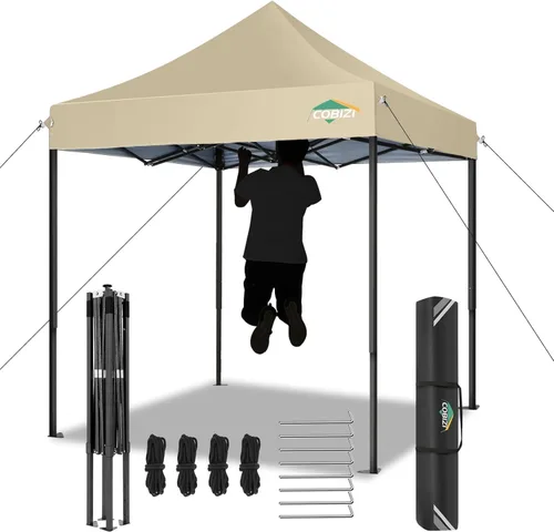Miniatura 80 de COBIZI Tienda de campaña desplegable de 6.6 x 6.6 pies, toldo resistente, fácil de instalar, impermeable, para exteriores, fiestas, playa, jardín