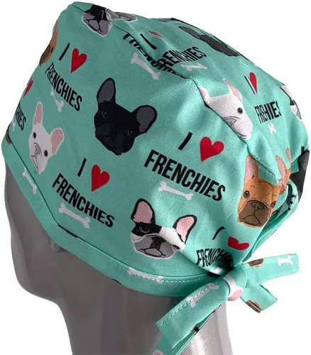 Miniatura 4 de Gorra médica unisex I Love Bulldogs franceses o sombreros, sombreros de cola de caballo, sombreros de fregar para mujer, gorras quirúrgicas unisex