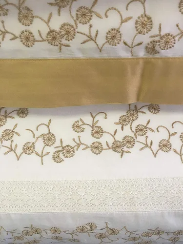 Miniatura 3 de Royal Hotel Bedding Juego de funda de edredón de 3 piezas con diseño de Amalia dorado y blanco, 100% algodón oro-amalia