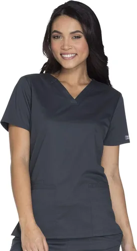 Miniatura 3 de Cherokee WW630 - Camiseta médica moderna y clásica con cuello en V para mujer, con 3 bolsillos, elástica en 2 direcciones, tela ultrasuave