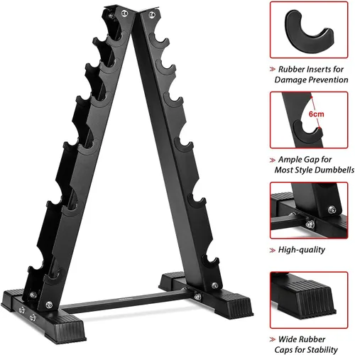 Miniatura 6 de Soporte para mancuernas solamente, soporte de pesas para mancuernas, marco en A, compacto para gimnasio en casa, ahorro de espacio