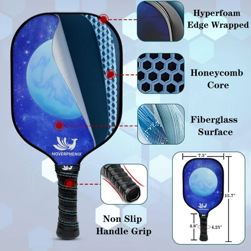 Miniatura 3 de Hoverphenix Portable Pickleball Net Set, 22FT Regulation Size Pickle Ball Net with Paddle Set of 4, Pickleballs and Carry Bag, Easy Setup for Indoor