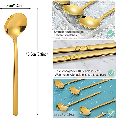 Miniatura 2 de Comicfs Juego de 10 cucharas de café espresso de acero inoxidable SUS 304 de 5.3 pulgadas, cucharas de café, cucharaditas para café, azúcar, postre