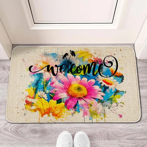 Miniatura 18 de Tapete de bienvenida para puerta de exterior, color verde cactus, 36 x 24 pulgadas, antideslizante, lavable, tapete para puerta de entrada