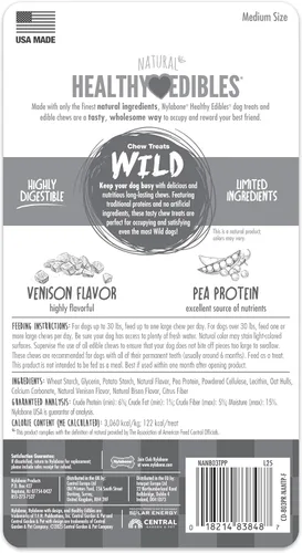 Miniatura 8 de Nylabone Healthy Edibles WILD - Golosinas naturales masticables para perros grandes, de larga duración, para perros saludables, cuernos masticables