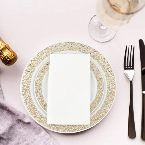 Miniatura 2 de Vplus Paquete de 200 unidades de toallas de invitados de calidad premium desechables, servilletas de cena suaves y absorbentes, servilletas