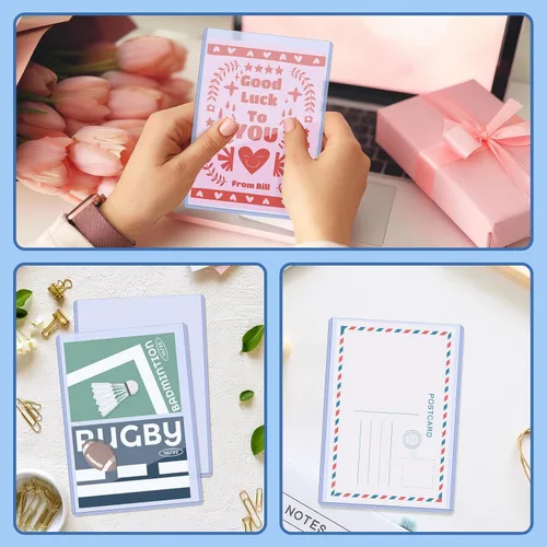 Miniatura 7 de Vmiapxo Paquete de 50 fundas de plástico duro de 4 x 6 pulgadas, funda impermeable para tarjetas de intercambio, tarjetas de béisbol deportivas
