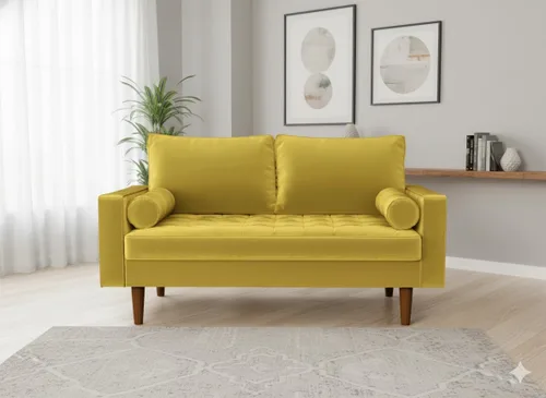 Miniatura 33 de Container Furniture - Sofá de piel sintética para la sala de estar moderna con cojines extraíbles y patas de madera maciza, sofá estilo lujoso