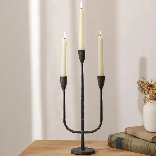 Romadedi Candelabros Negros Portavelas: Portavelas Cónicos de Metal Altos Portavelas Vintage de Navidad de Hierro para Centro de Mesa Decoración