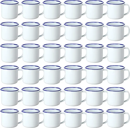 Miniatura 8 de Yinder Mini tazas de café esmaltadas para camping, de metal, pequeñas, clásicas, portátiles, blancas, tazas vintage a granel con asa para café, té