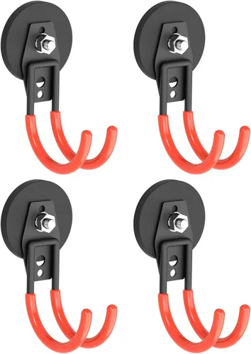 Miniatura 9 de Ganchos magnéticos grandes y resistentes para garaje, paquete de 4 ganchos magnéticos fuertes para taladro eléctrico, herramientas de jardín