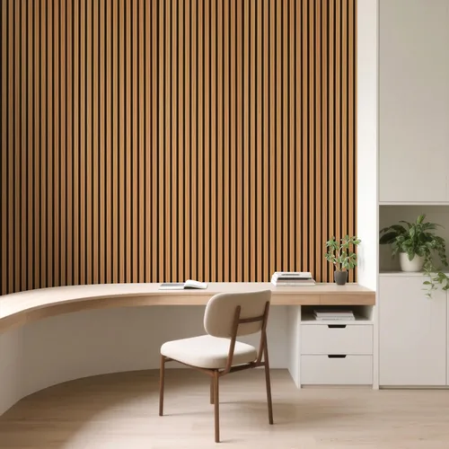Miniatura 4 de Panel de pared de listones acústicos de madera Art3d con diseño roll-flat - Paneles absorbentes de sonido de 95.3 x 23.8 pulgadas para columnas