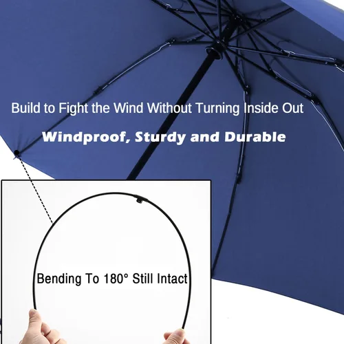 Miniatura 10 de LANBRELLA Paraguas plegable inverso compacto paraguas de viaje a prueba de viento automático