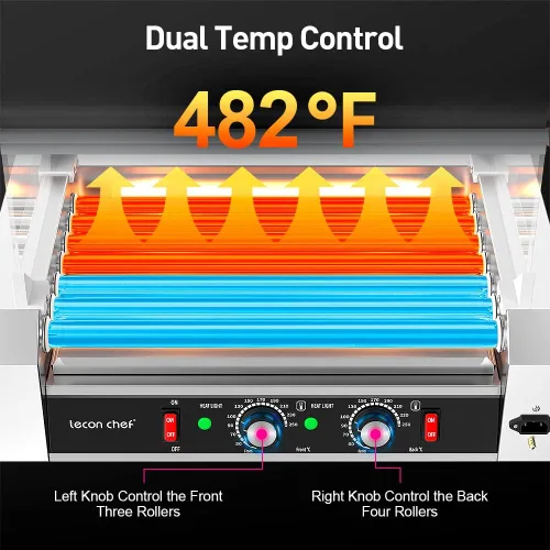Miniatura 3 de Leconchef - Máquina de rodillos para perros calientes, eléctrica comercial, parrilla de 7 rodillos, calentador de perros calientes, máquina