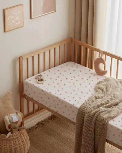 Miniatura 50 de Blissful Diary Sábanas de muselina para cuna para niñas, sábana de bebé de algodón suave bohemio para colchón de cuna estándar de 52 x 28 pulgadas