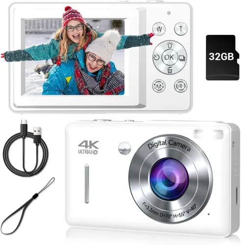 Miniatura 9 de Cámara digital, cámara compacta de 44 MP, cámaras digitales FHD 1080P para apuntar y disparar con zoom de 16X, detección facial, captura de Negro