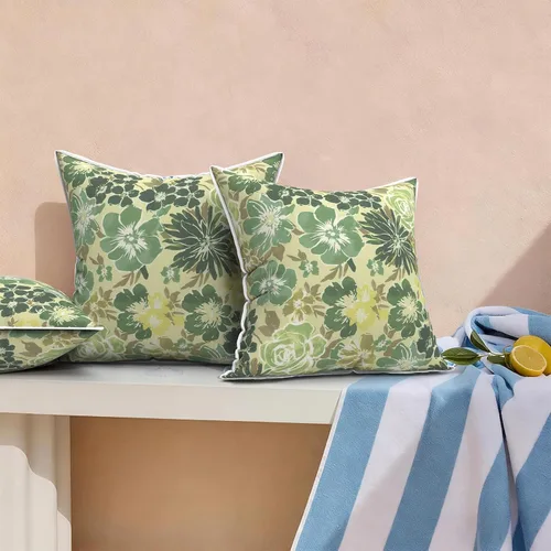 Miniatura 768 de Juego de 2 almohadas para exteriores de 16 x 16 pulgadas, repelentes al agua con interiores, para muebles de patio, hogar, jardín, geometría bohemia