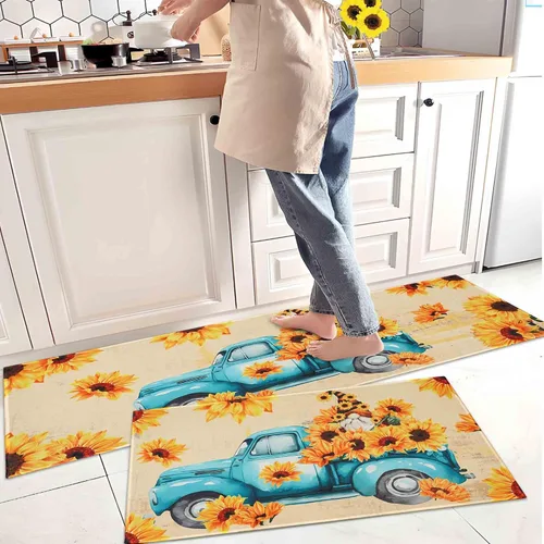 Miniatura 10 de Alfombras y tapetes negros de cocina antideslizantes, lavables, resistentes a las manchas y a la decoloración, adecuados para tapetes de cocina