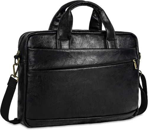 Miniatura 15 de Bolso de Mensajero de Cuero Sintético para Hombre Bolsa de Laptop de 17-17.3 Pulgadas para Hombre Bolsa de Cuero de Oficina Convertible Mochila 3