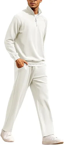 COOFANDY Conjunto deportivo de 2 piezas para hombre, ajuste relajado, con media cremallera, conjunto deportivo para correr