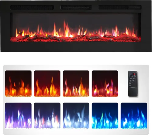 Efiretric® Grace - Chimenea eléctrica 3 en 1 de 50 pulgadas de ancho (EF451), independiente, montada en la pared, empotrada, efecto de llama de 9