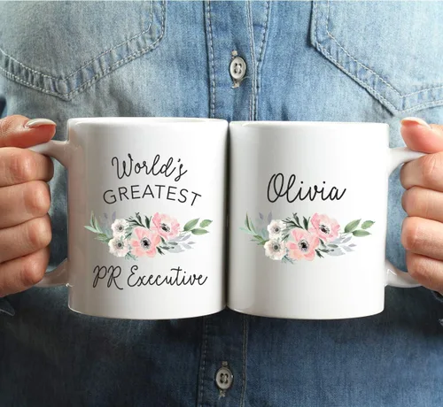 Miniatura 3 de Andaz Press Taza de café personalizada de 11 onzas, taza ejecutiva de relaciones públicas más grande del mundo, flor de anémona rosa, 1 paquete