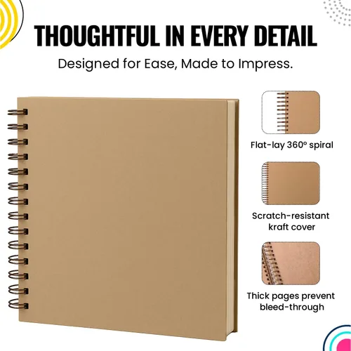 Miniatura 6 de Modern Shop Álbum de recortes Papel Kraft extra grueso con tapa dura - 12 x 12 8.82 oz/m², 50 hojas