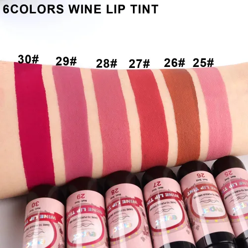 Miniatura 6 de evpct Tinte de Labios Mancha de Vino Juego de 6 Colores de Larga Duración Impermeable, Rosa cálido neutro Marrón nude Arándano profundo Malva rosa