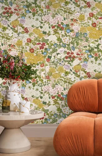 Miniatura 3 de Papel tapiz floral para despegar y pegar, papel de pared bohemio, extraíble, impermeable, verde/amarillo/azul, papel de contacto para dormitorio