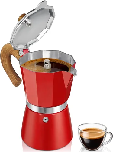 Miniatura 12 de Cafetera de café para estufa, cafetera de expreso de 3 tazas, olla de moka de aluminio, percolador de 5 oz 150 ml, fácil de preparar para estufas