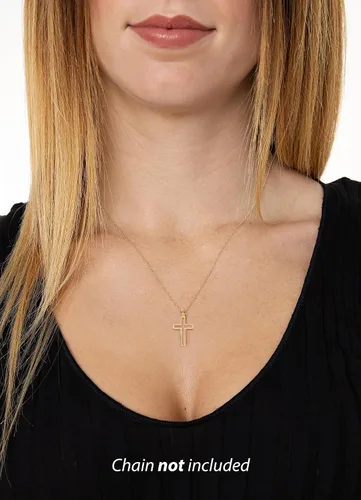 Miniatura 2 de Lucchetta - Colgante de cruz cristiana con marco de oro amarillo de 14 quilates, regalo religioso italiano de 14 quilates para collares