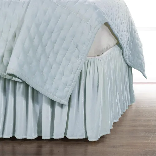 Miniatura 11 de HiEnd Accents Stella - Falda de cama de terciopelo de seda sintética, color negro, tamaño Queen, ropa de cama romántica moderna occidental